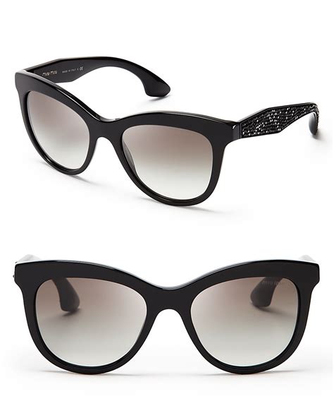 miu miu black glitter sunglasses|miu miu sunglasses cat eye.